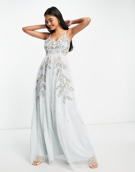 Maya Embellished Maxi Dress In Ice Blue