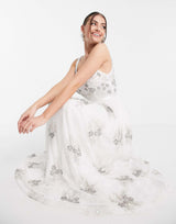 Maya Embellished Column Maxi Dress In White