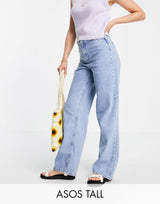 Asos Design Tall High Rise 'Relaxed' Dad Jeans In Lightwash