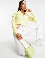 Asos Design Cropped Zip Through Track Top In Yellow