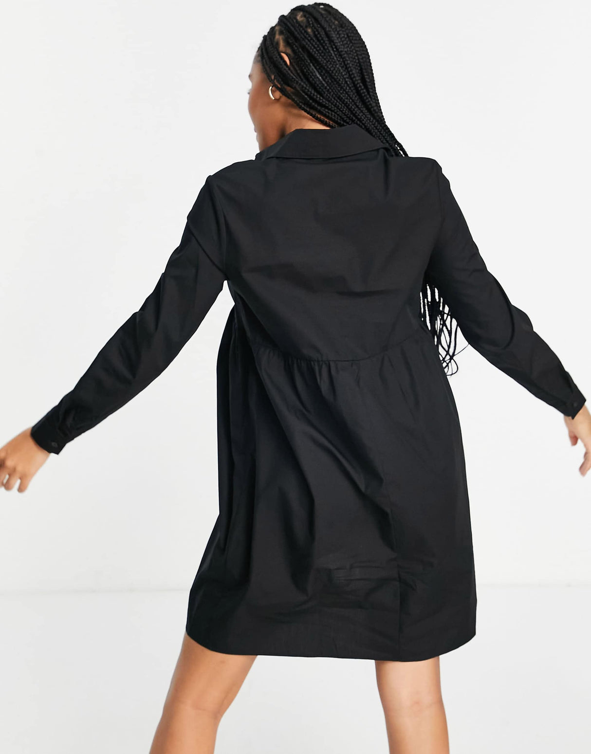 Asos Design Maternity Cotton Mini Smock Shirt Dress In Black