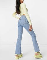 Asos Design Low Rise Comfort Stretch Flare Jeans In Lightwash