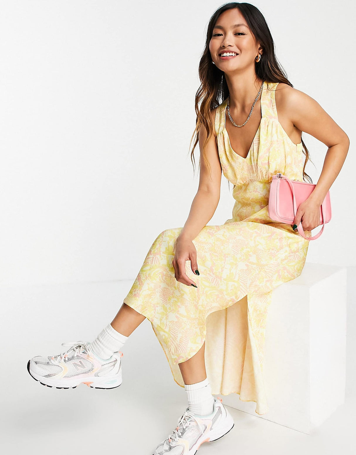 Whistles Jungle Safari Printed Midi Dress In Yellow
