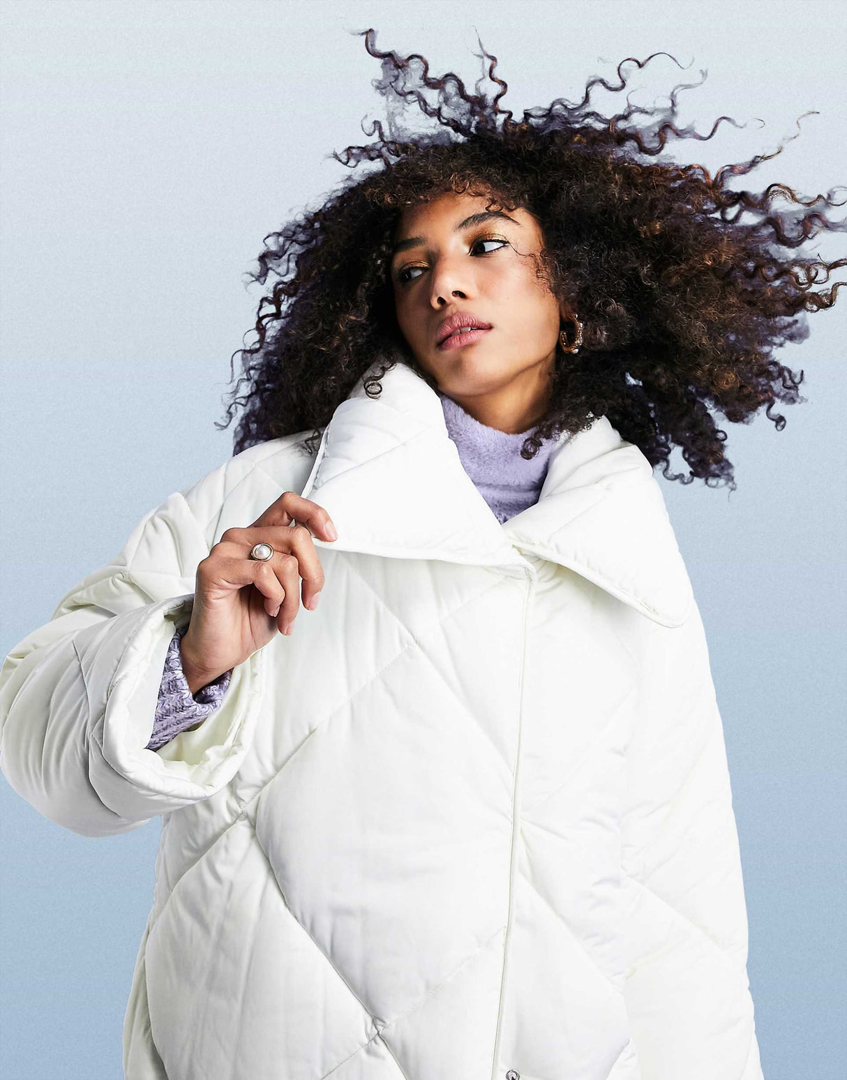 Asos Design Oversized Hero Quilted Maxi Coat In Cream