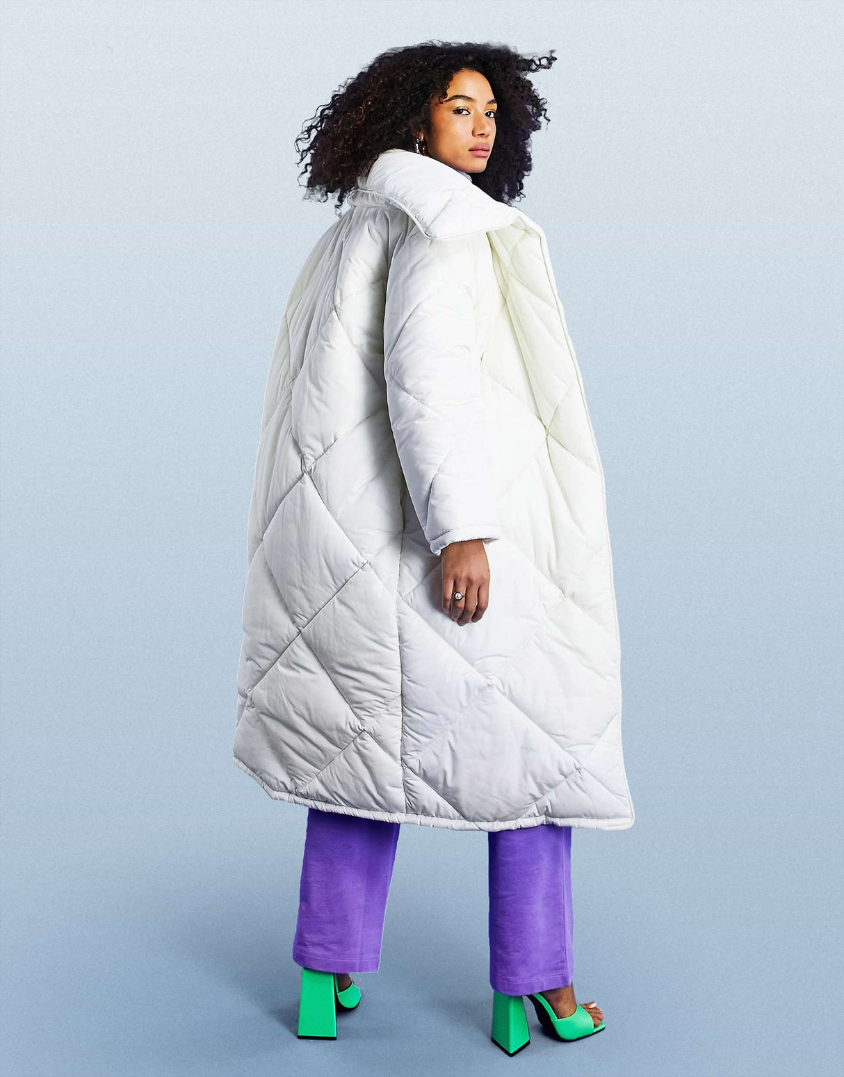 Asos Design Oversized Hero Quilted Maxi Coat In Cream