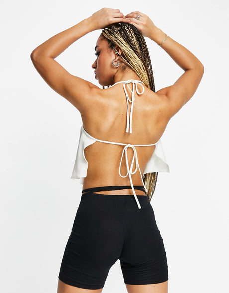 Asyou Scarf Tie Back Cami Top In Ecru