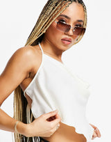Asyou Scarf Tie Back Cami Top In Ecru