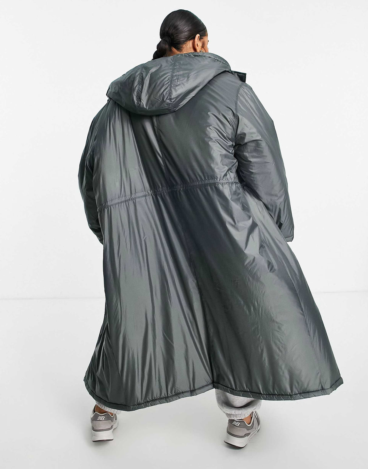 Asos Design Curve Puffer Parka Coat In Charcoal