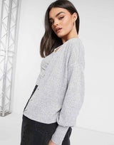 River Island Ribbed Jersey Vest And Cardigan Co-Ord Set In Grey