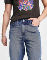 Collusion X000 Unisex 90S Straight Leg Jean In Mid Wash Blue