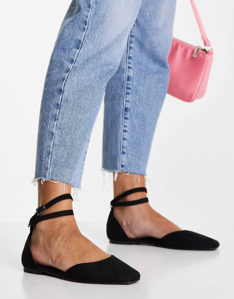 Asos Design Wide Fit Lift Ballet Flats In Black