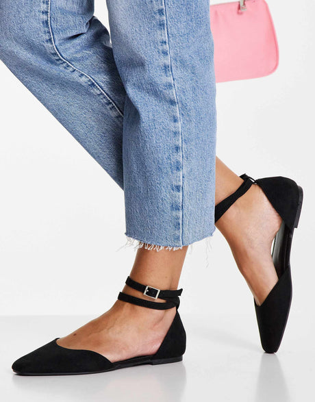 Asos Design Wide Fit Lift Ballet Flats In Black