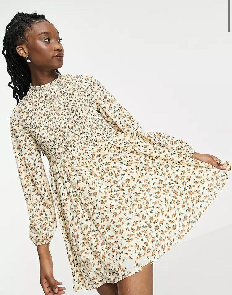 Daisy Street Mini Smock Dress In Ditsy Floral