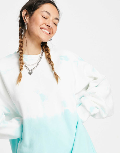 Weekday Liza Midi Sweat Dress In Blue Tie Dye Print