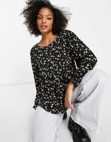 American Eagle Printed Floral Tunic In Black
