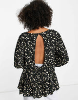 American Eagle Printed Floral Tunic In Black
