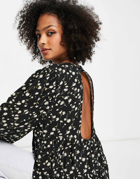 American Eagle Printed Floral Tunic In Black