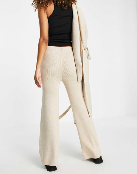 & Other Stories Cotton Co-Ord Knitted Trousers In Beige