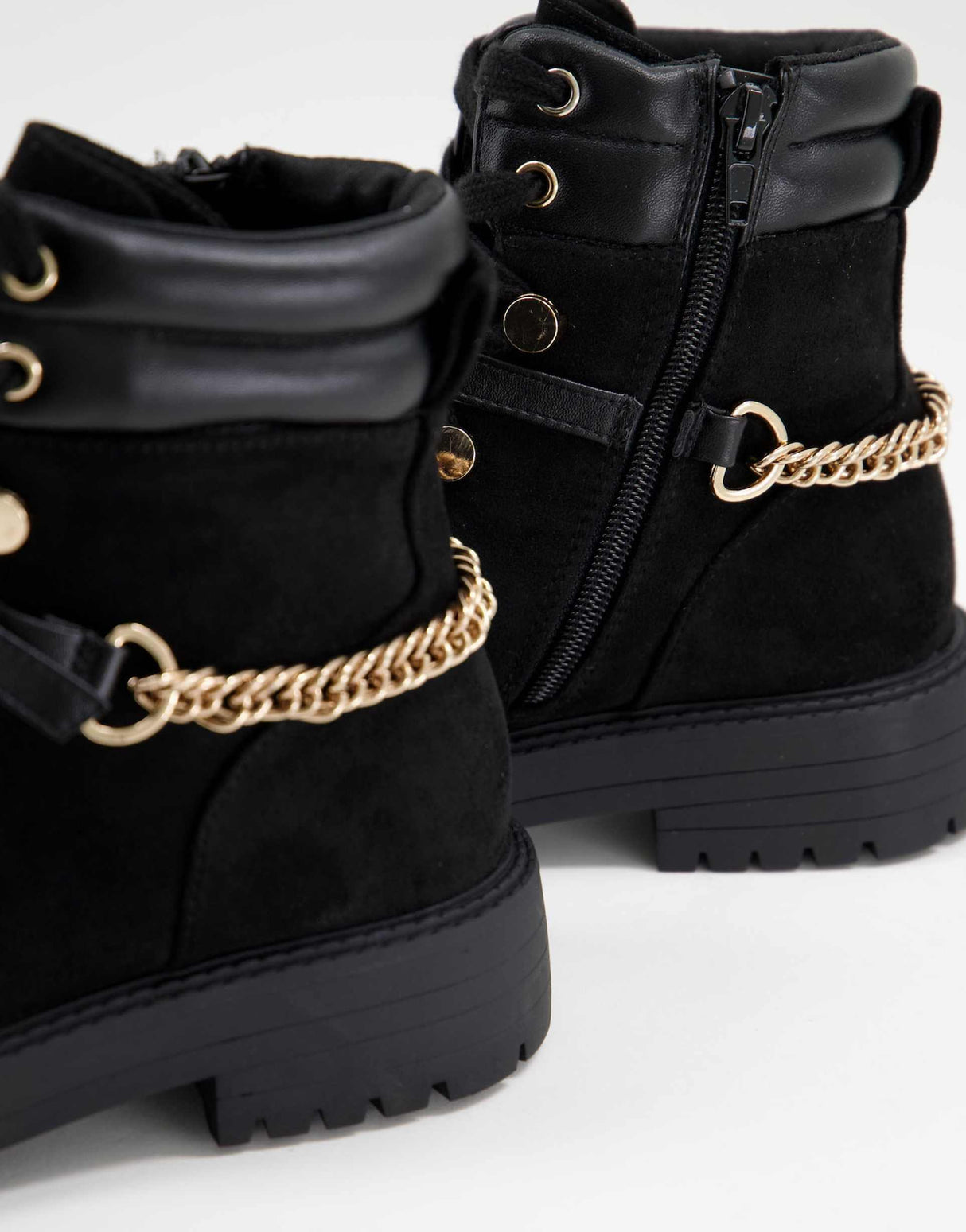 Asos Design Arabelle Chain Trim Hiker Boots In Black