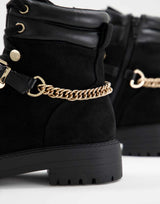 Asos Design Arabelle Chain Trim Hiker Boots In Black