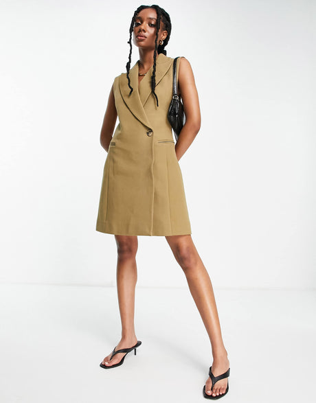 & Other Stories Sleeveless Blazer Dress In Beige