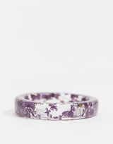 Asos Design Curve Pack Of 2 Rings With Floral Plastic Resin In Pink And Purple