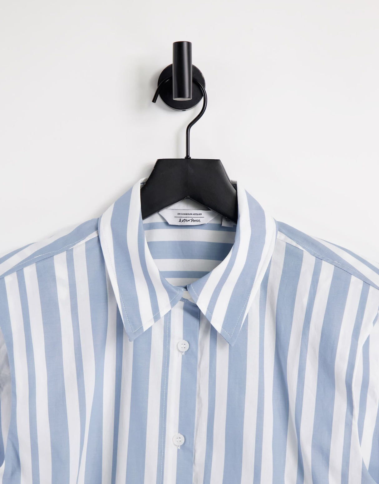 & Other Stories Cotton Sleeveless Shirt With Shoulder Pads In Blue Stripe