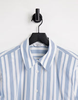 & Other Stories Cotton Sleeveless Shirt With Shoulder Pads In Blue Stripe