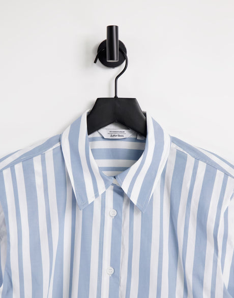& Other Stories Cotton Sleeveless Shirt With Shoulder Pads In Blue Stripe