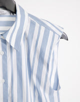 & Other Stories Cotton Sleeveless Shirt With Shoulder Pads In Blue Stripe