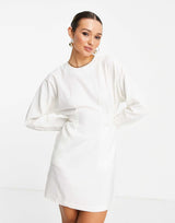 & Other Stories Tie Waist Mini Dress In Off White