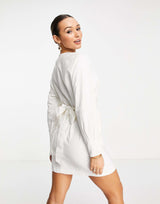 & Other Stories Tie Waist Mini Dress In Off White