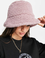 Asos Design Borg Bucket Hat In Lilac