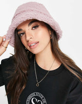 Asos Design Borg Bucket Hat In Lilac