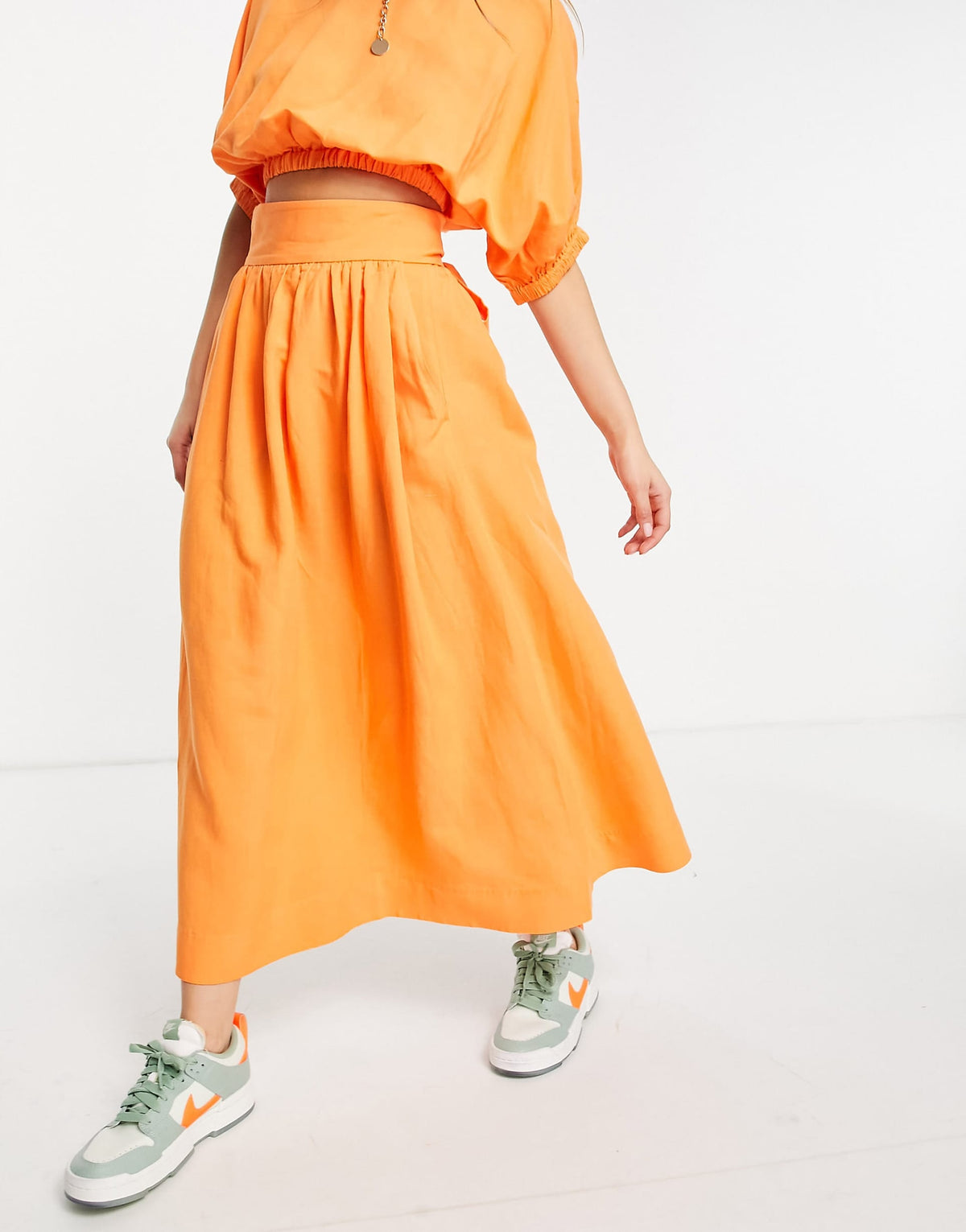 & Other Stories Co-Ord Skater Midi Skirt In Orange