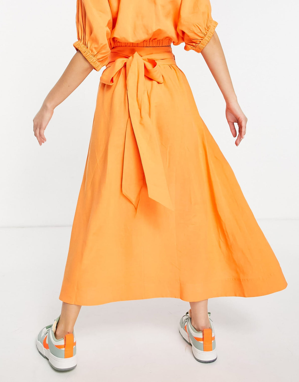 & Other Stories Co-Ord Skater Midi Skirt In Orange