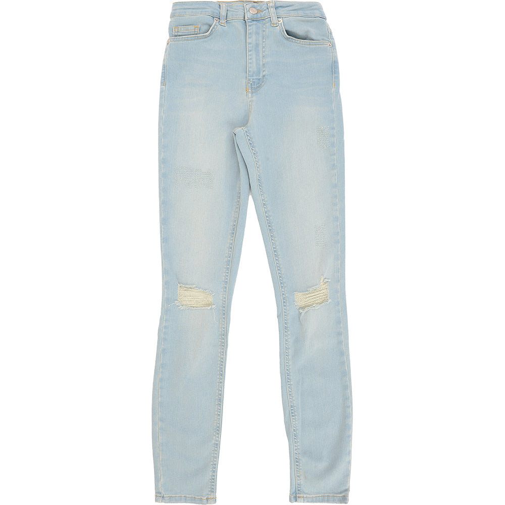 Na-Kd Cotton Highwaist Skinny Ripped Jean In Light Blue