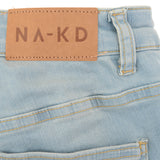 Na-Kd Cotton Highwaist Skinny Ripped Jean In Light Blue