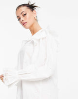 River Island Broderie Collared Mini Smock Dress In White