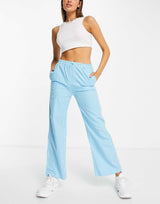 Minga London Wide Leg Trousers In Blue Gingham