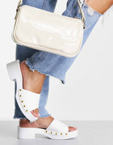 Asos Design Henrietta Clog Mid Heeled Mules In White