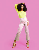 Asos Design Contrast Tie Waist Flare In Khaki