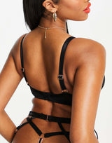 Scantilly By Curvy Kate Unchained Sheer Mesh Non Padded Bra With Detachable Chain Hardware Detail In Black