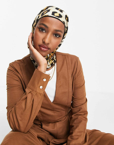 Mango Panelled Midi Dress In Brown
