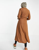 Mango Panelled Midi Dress In Brown