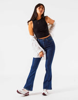 Dr Denim Moxy Flared Jeans With Seam Detail In Indigo