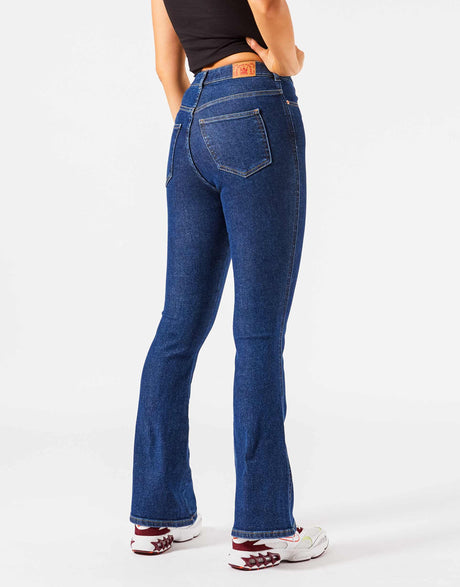 Dr Denim Moxy Flared Jeans With Seam Detail In Indigo