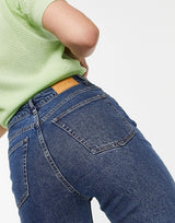 Monki Kaori Cotton Flared Jeans In La Lune Blue
