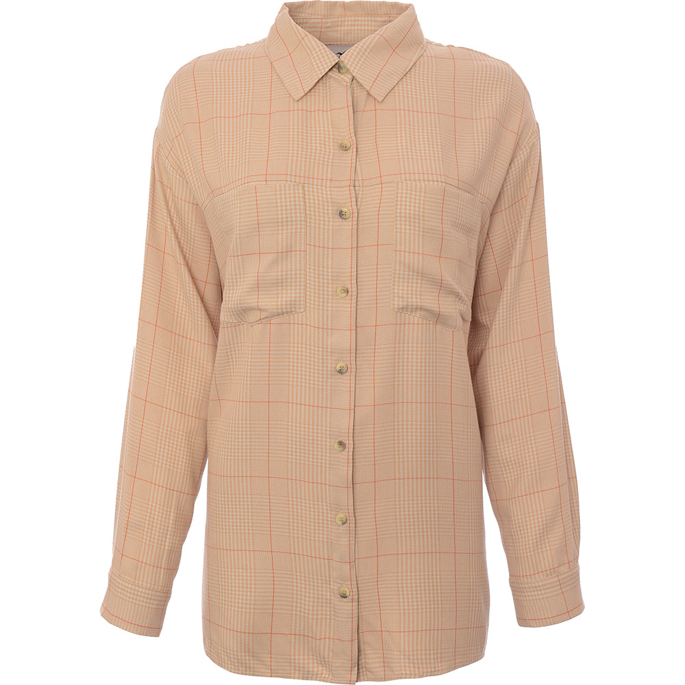 Hollister Step Hem Shacket In Tan Ground Check