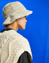 Asos Design Faux Fur Bucket Hat In Check